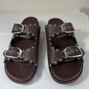 American Eagle Outfitters Brown Sandals vegan leather Birkenstock like